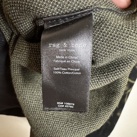Rag & Bone Black Green Cotton Abstract Bleach Print Pullover Crewneck Sweater - Picture 9 of 10